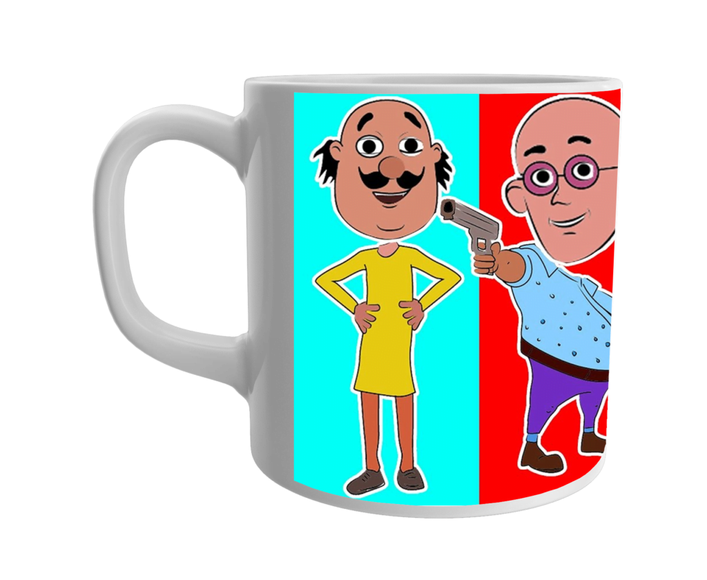 Product Guruji White Ceramic Motu Patlu Toons Beautifull Print on Coffee Mug for Kids/Gift.