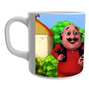Product Guruji White Ceramic Motu Patlu Toons Beautifull Print on Coffee Mug for Kids.