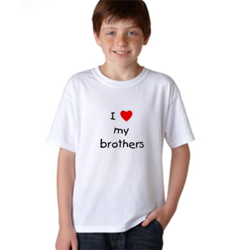 Product guruji 'I LOVE MY BROTHER' Text Design White Round Neck Regular Fit Premium Polyester Tshirt.