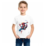 Product guruji Spidermen Action Print White Round Neck Regular Fit Premium Polyester Tshirt for Boys.… 1 - Product GuruJi