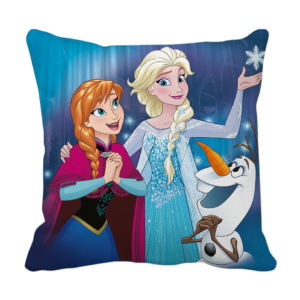 Product Guruji -Beautiful Doll pattern white cushion cover 12x12 with filler for kids.