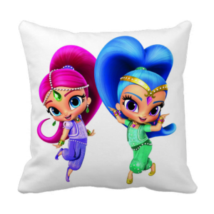 Product Guruji - Doll pattern beautiful white cushion cover 12x12 with filler for babykids.