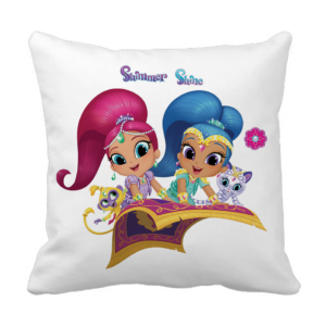 Product Guruji - Doll cartoon pattern beautiful white cushion cover 12x12 with filler for babykids.