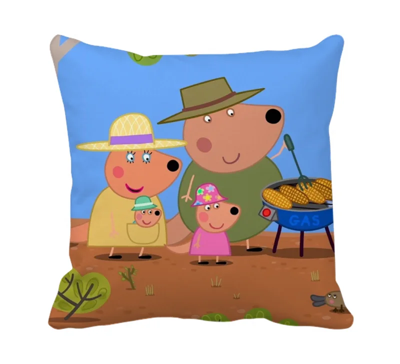 Product Guruji - Peppa pig family Toons & Characters Cushion 12x12 with filler for kids, peppa pig family cushion for kids, peppa pig cushion for baby kids