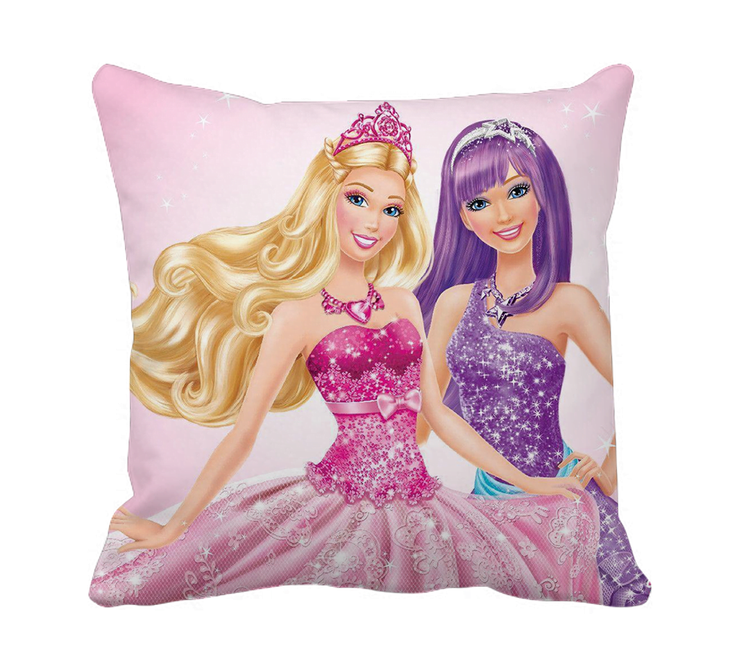 Product Guruji - Dolls cushion for Kids, dolls design print white cushion cover 12x12 with filler for kids.