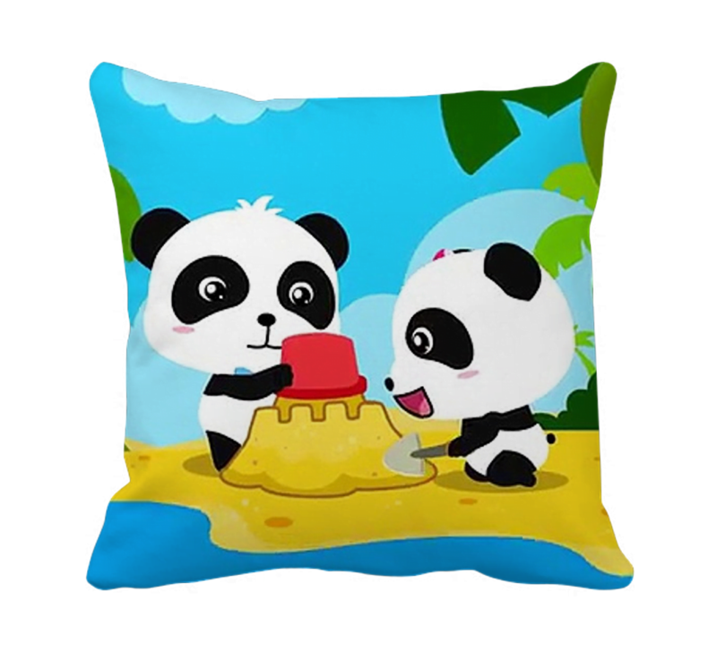 Product Guruji - Panda Toons & Characters Cushion 12x12 with filler for kids, cartoon cushion for baby kids