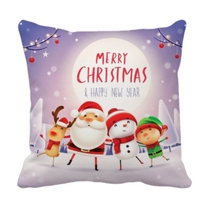 Product Guruji - Santa clous Christmas cartoon design cushion 12x12 with filler for kids