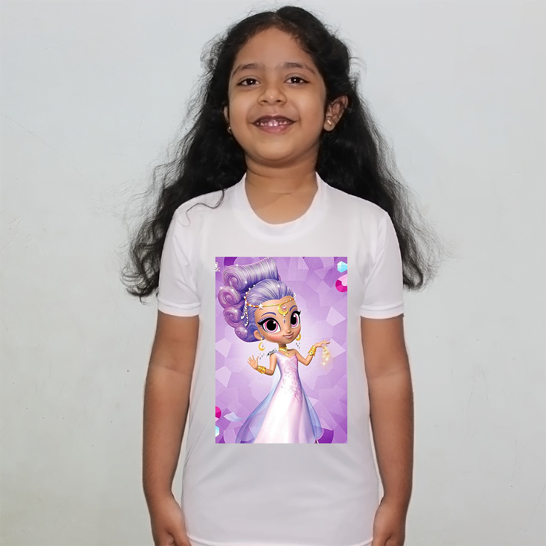 Product guruji Shimmer shine Toon Doll White Round Neck Regular Fit Premium Polyester Tshirt for Girls.?