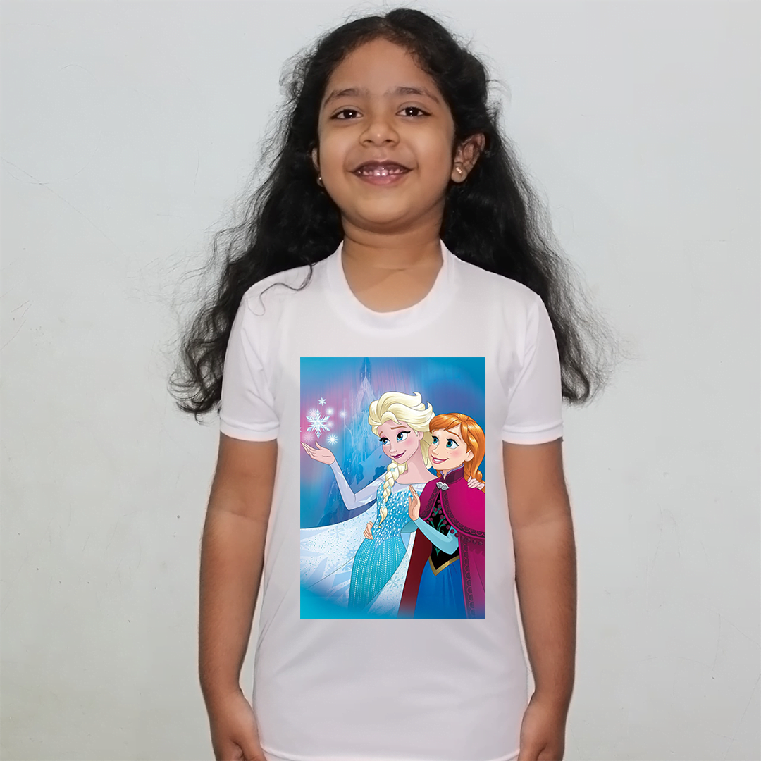 Product guruji Elsa frozen Toon Doll White Round Neck Regular Fit Premium Polyester Tshirt for Girls.?