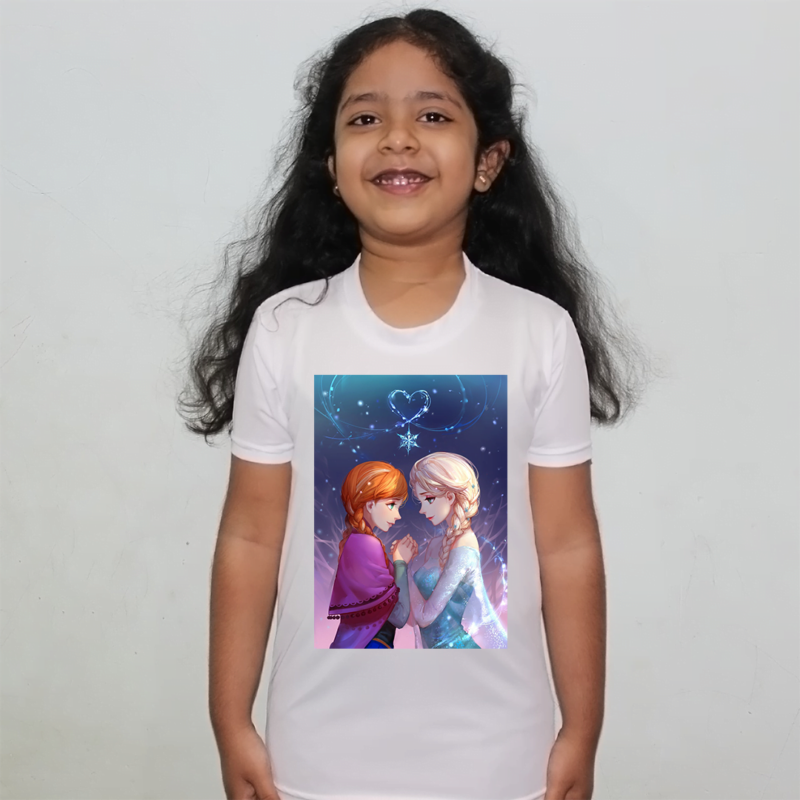 Product guruji Elsa frozen Toons  White Round Neck Regular Fit Premium Polyester Tshirt for Girls.?