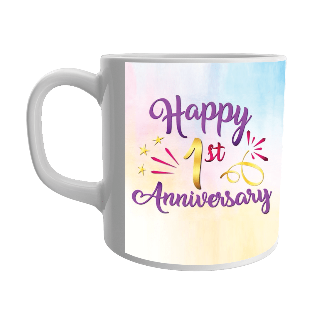 Product Guruji 'Happy Anniversary' Print White Ceramic Coffee/Tea Mug for Gifts..