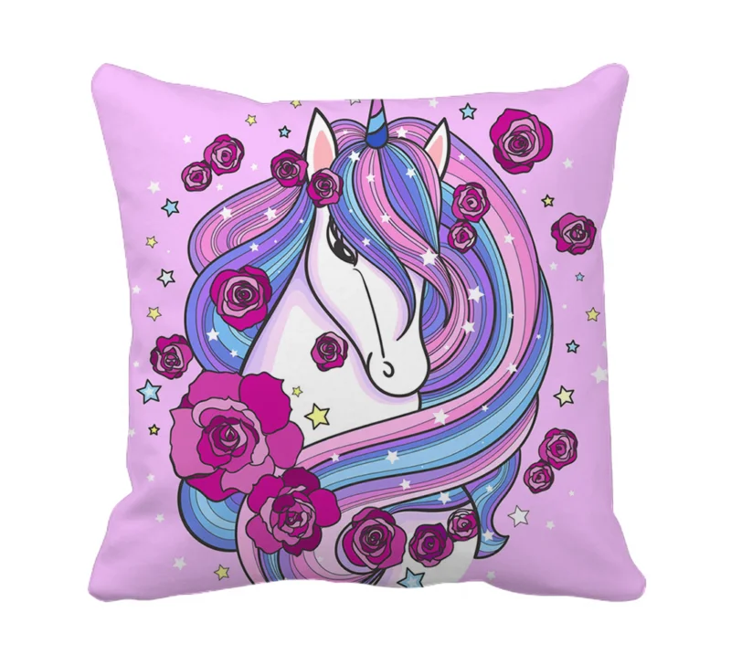 Product Guruji - Unicorn Cushion  for kids ,Unicorn cushion 12x12 with filler for kids.