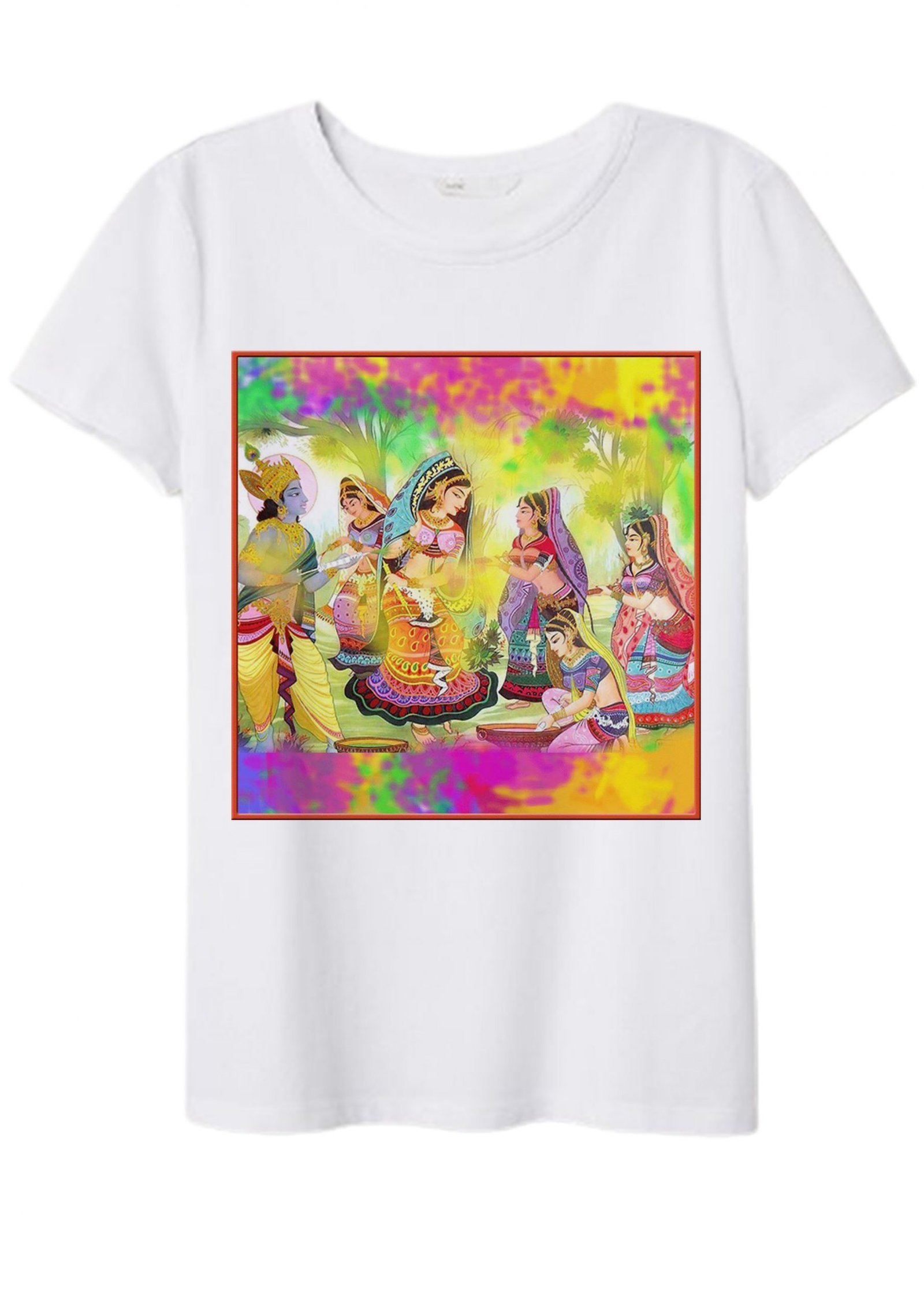 Holi Krishna Radha Design Premium Polyester Tshirt  for All Size