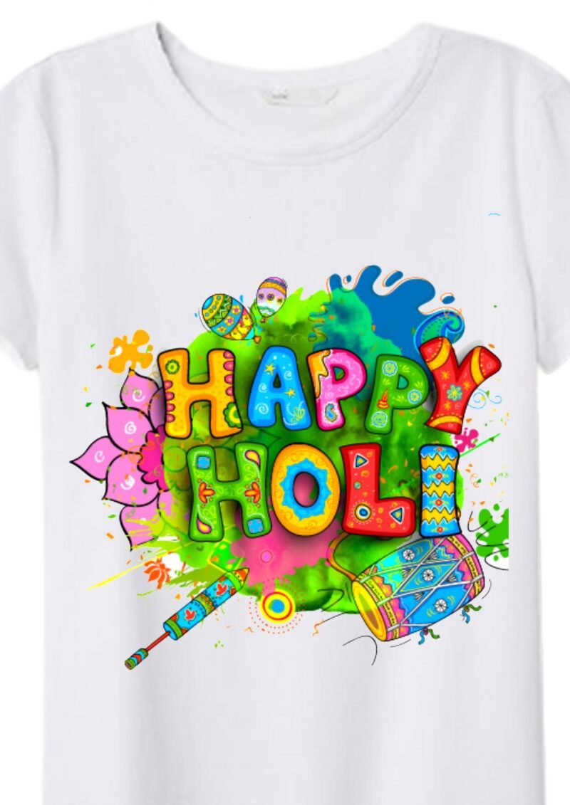 Product Guruji Holi Special Premium Polyester Tshirt ( 2 Year - 14 Year, M, L, XL )