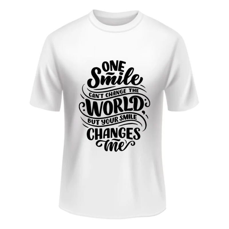 Round Neck White Text Printing Tshirt For Men And Women - Unisex