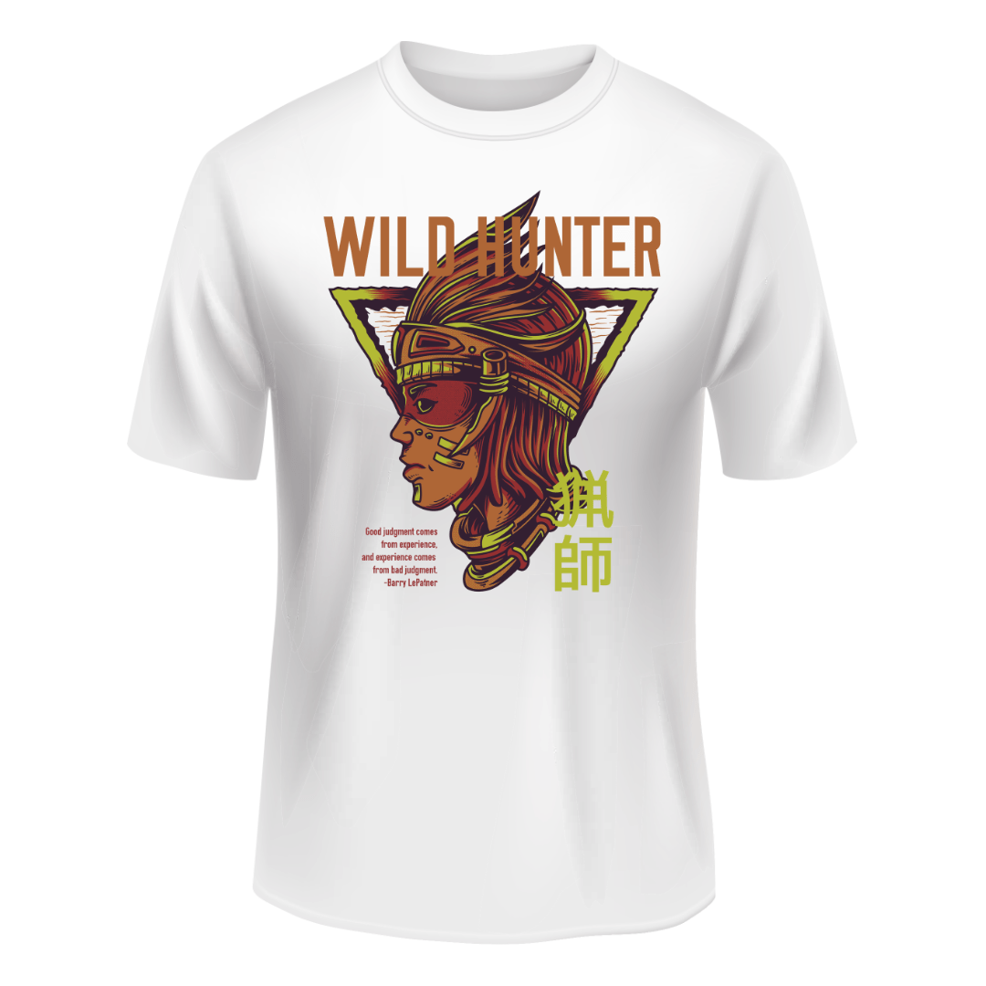 Round Neck Cartoon Tshirt Wild Hunter Text Print Tshirt For Women