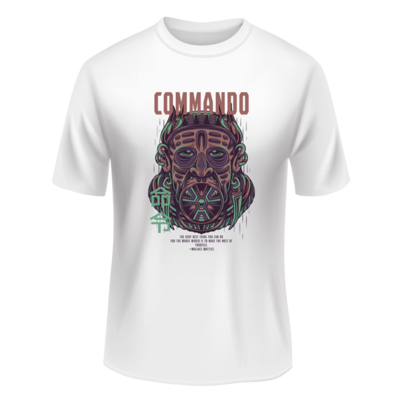 Round Neck Cartoon Commando Tshirt For Men And Women - Unisex