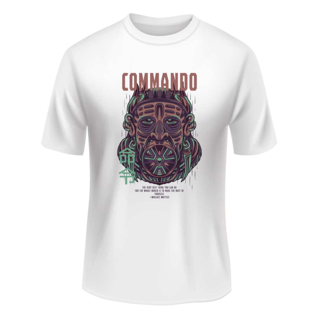 Round Neck Cartoon Commando Tshirt For Men And Women - Unisex Round Neck Cartoon Commando Tshirt For Men And Women - Unisex