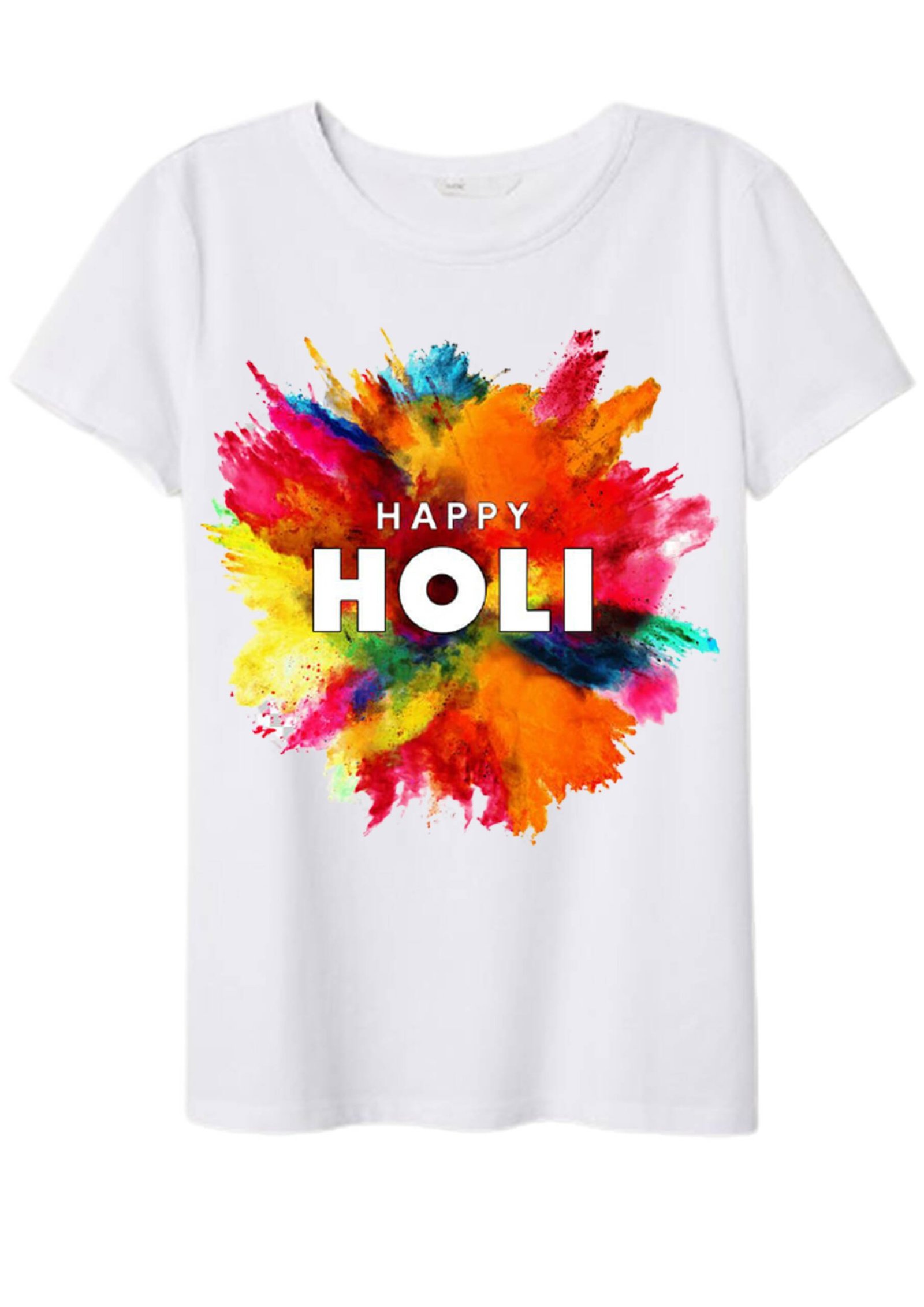 Multi Color Happy Holi Printed T-shirt