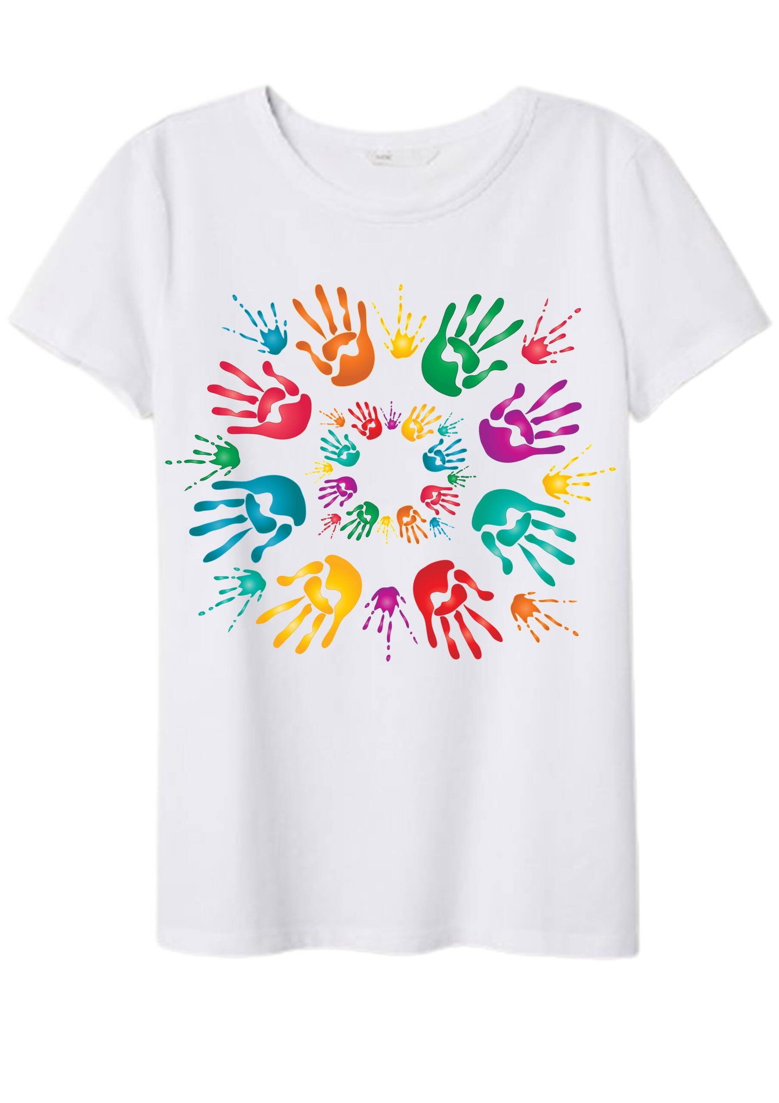 Happy Holi With Colourful Hand Round Neck T-shirt