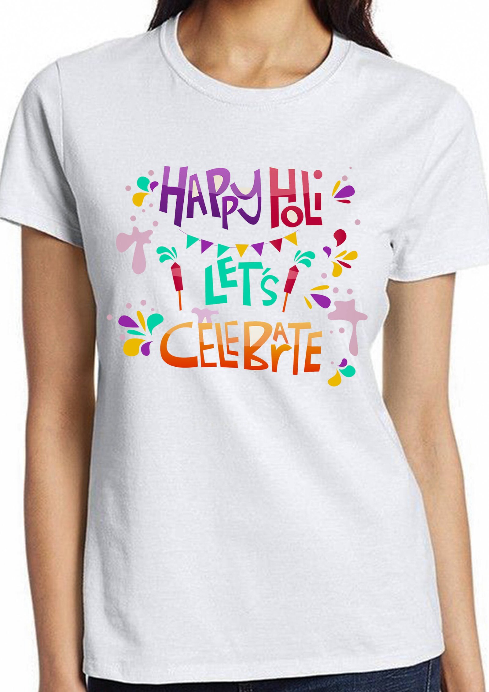 Happy Holi Lets Celebrate Holi T-shirts For Kids, Men, Women