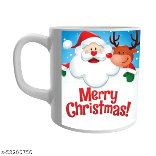 Christmas Santa Toon Print White Ceramic Coffee/Tea for Kids