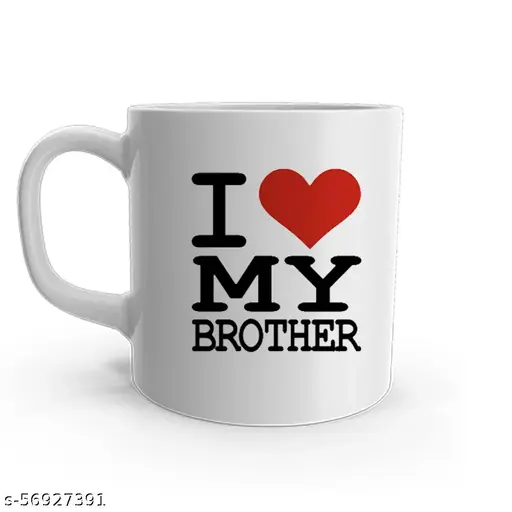 Beautiful Coffee mug For Kids with Musicar I LOVE MY BROTHER Print cartoon Pattern white Ceramic for kids