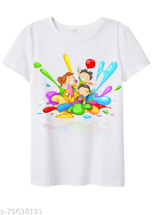 Holi Design Tshirt for Girls, Holi Special Tshirt for Kids