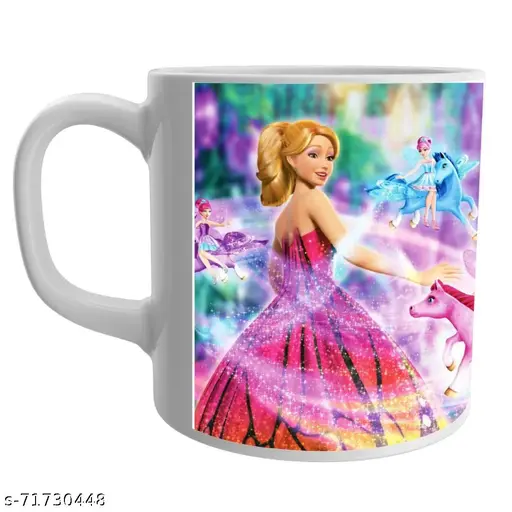 Barbie Dolls Birthday Items, Barbie White Ceramic Ceramic Coffee Mug Kids