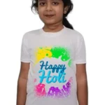 Holi Special White Round Neck Regular Fit Premium Polyester Tshirt for Girls 2 - Product GuruJi Holi Special White Round Neck Regular Fit Premium Polyester Tshirt for Girls 1 - Product GuruJi