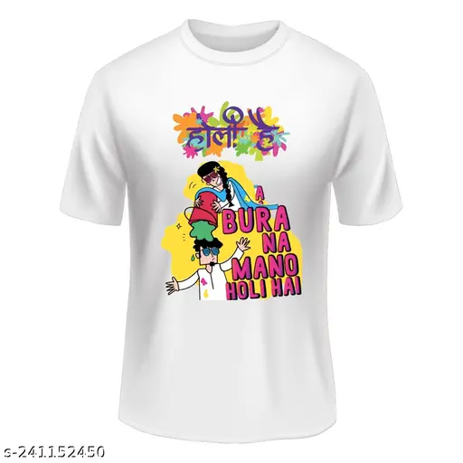 Holi White Round Neck Polyester