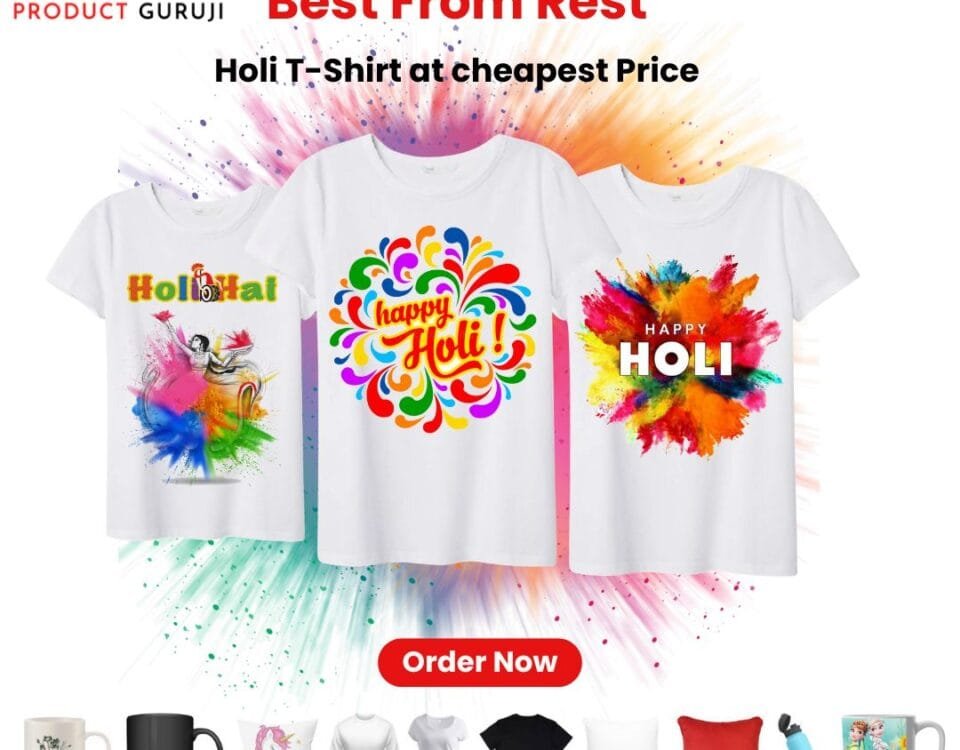 Make This Holi Memorable: The Magic of Personalized T-Shirts and Colorful Celebrations 11 - Product GuruJi Best Holi T-shirts online vibrant festival outfits colorful Holi clothing shop Holi celebration tees stylish Holi wear