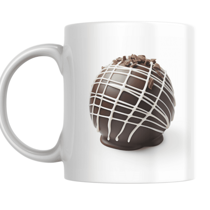 Rich Dark Chocolate Truffle, Elegantly Drizzled with White Chocolate and Topped with Shavings – A Delightful Bite of Pure Indulgence - Image 4