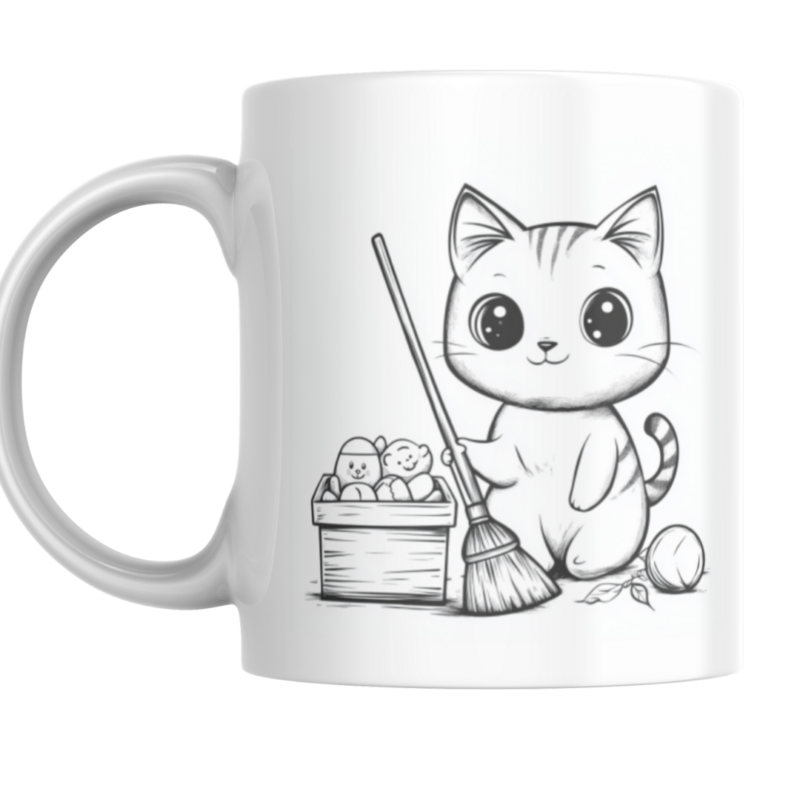 Adorable Kittens Sweeping Up Toys – Cute and Playful Cleaning Day Fun with Brooms and Smiles - Image 4