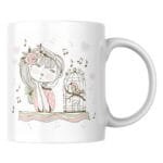 Cute Girl with Singing Bird in Cage – Whimsical Art for Kids, Cards, Stickers, or Stationery 2 - Product GuruJi Cute Girl with Singing Bird in Cage