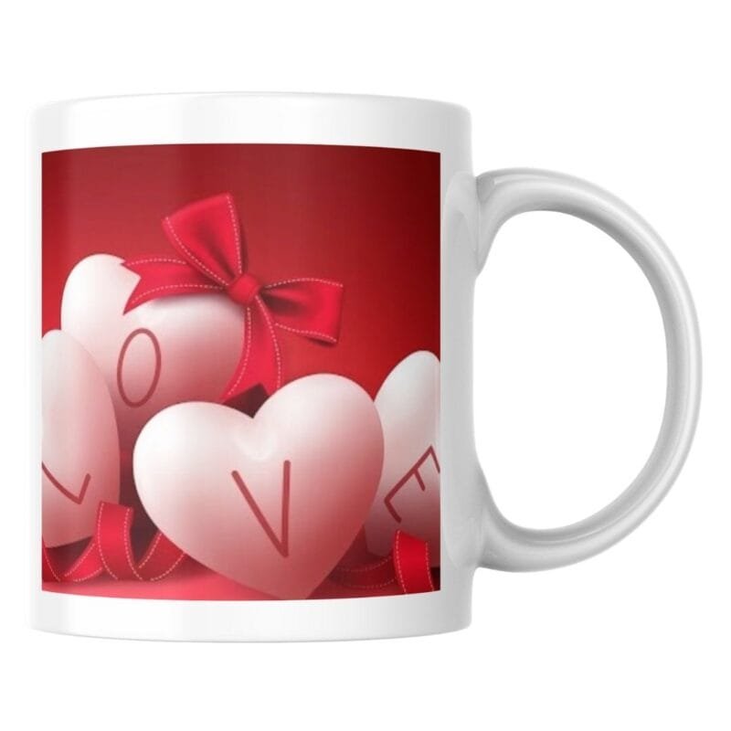 Romantic White Hearts with Red Ribbon