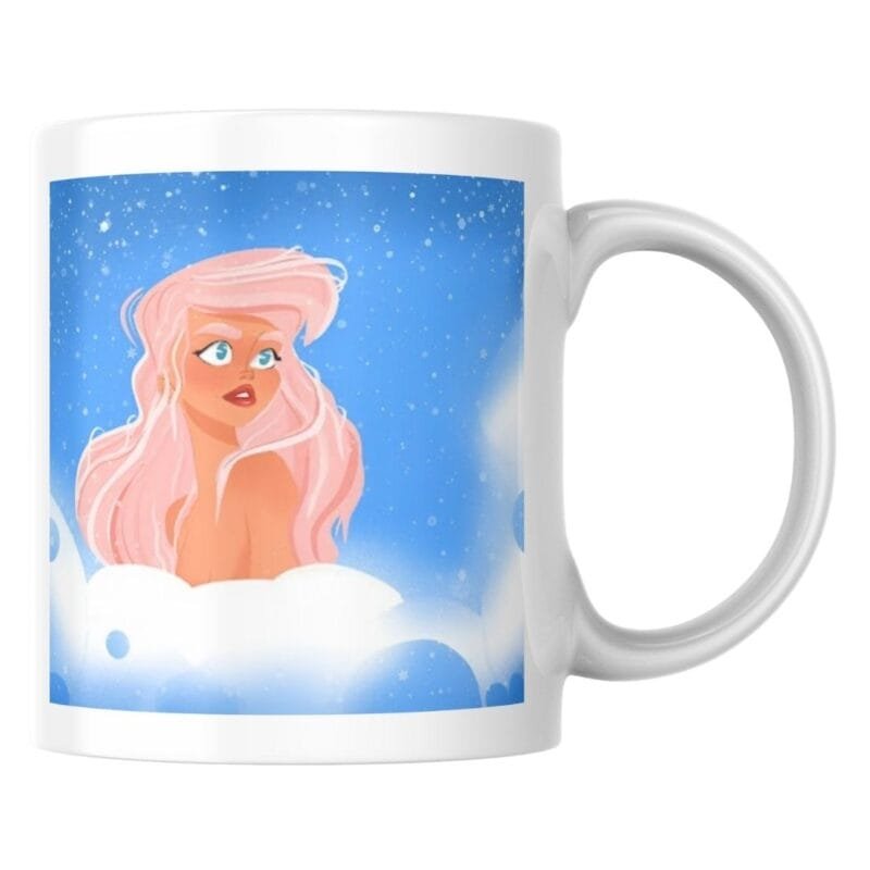 Dreamy Pink-Haired Woman Surrounded