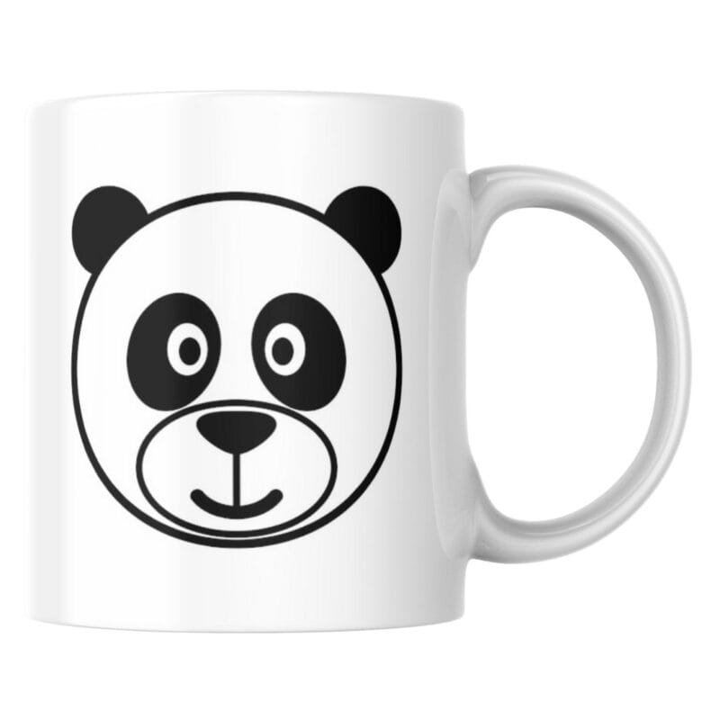Smiling Panda Face Drawing in Black and White