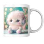 Fluffy Cute Doll with Headphones Enjoying Music in a Dreamy Garden of Pink Blossoms 2 - Product GuruJi Fluffy Cute Doll with Headphones Enjoying Music