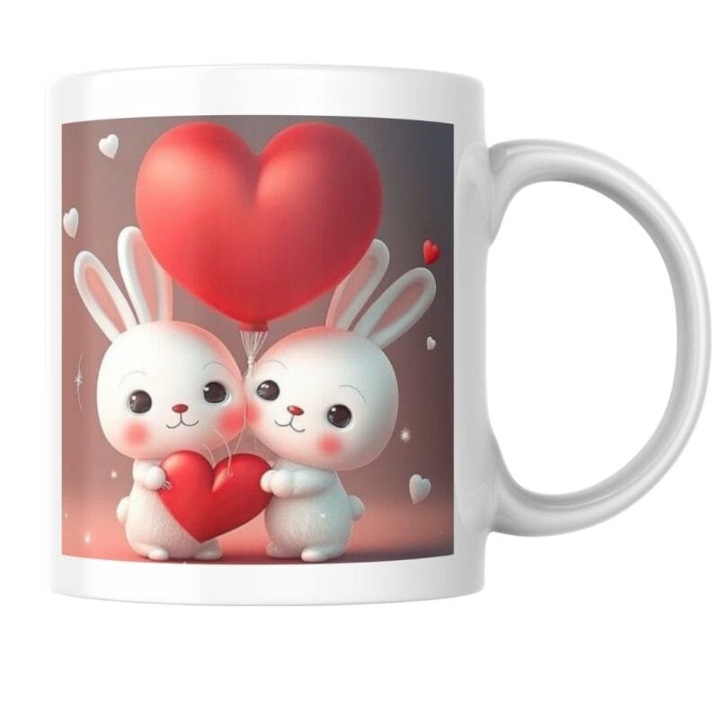 Adorable Love Bunnies with Heart Balloon