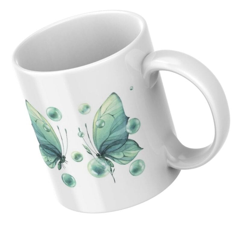 Elegant Green Watercolor Butterflies with Bubbles – Nature-Inspired Art for Decor, Stationery, Crafts, or Invitations - Image 4