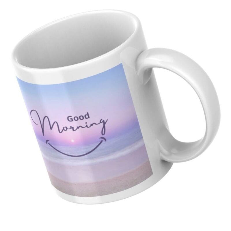 Peaceful Sunrise Over the Ocean with a Gentle 'Good Morning' Message and a Smiling Horizon - Image 4