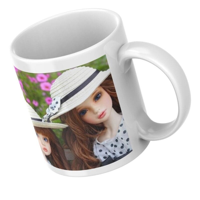 Charming Dolls in Matching Polka Dot Dresses and Hats Enjoy a Sunny Day in the Garden - Image 4