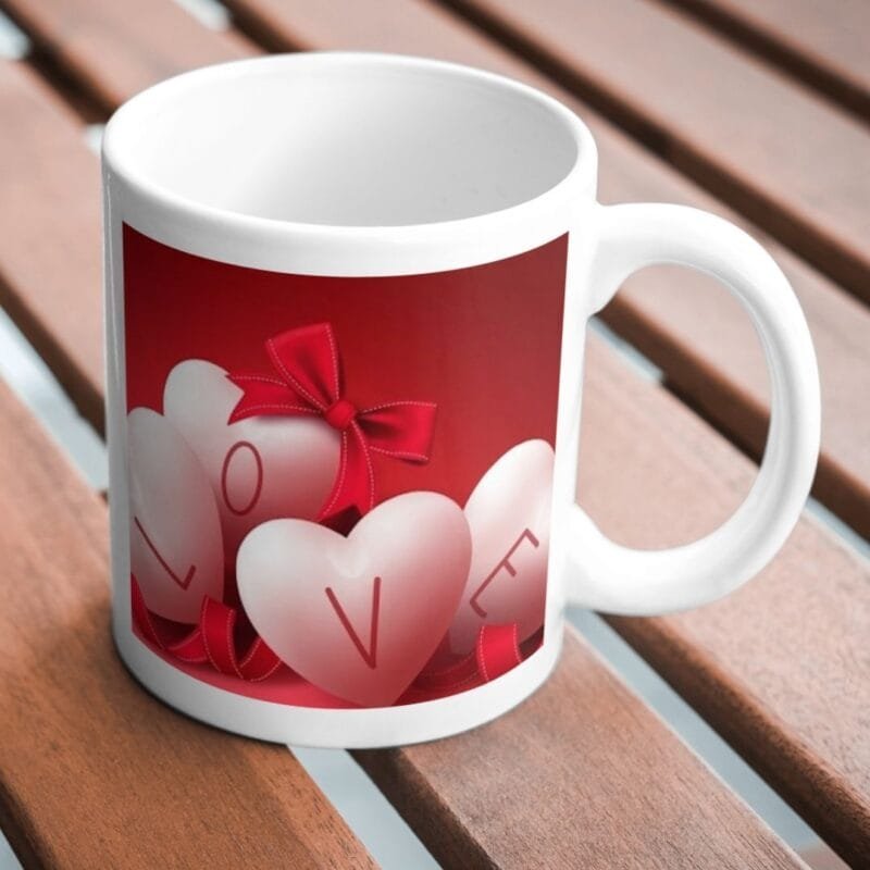 Romantic White Hearts with Red Ribbon Spelling LOVE – Perfect for Valentine’s Day, Gifts, or Cards - Image 2