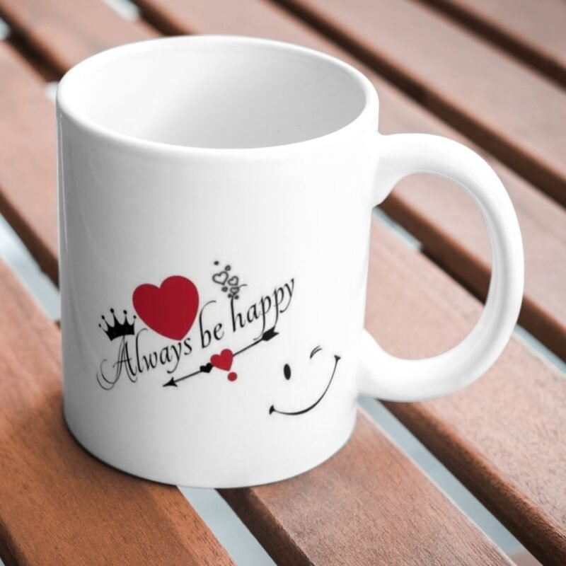 Always Be Happy Quote with Hearts and Crown – Positive Vibes Art for Love and Motivation - Image 2