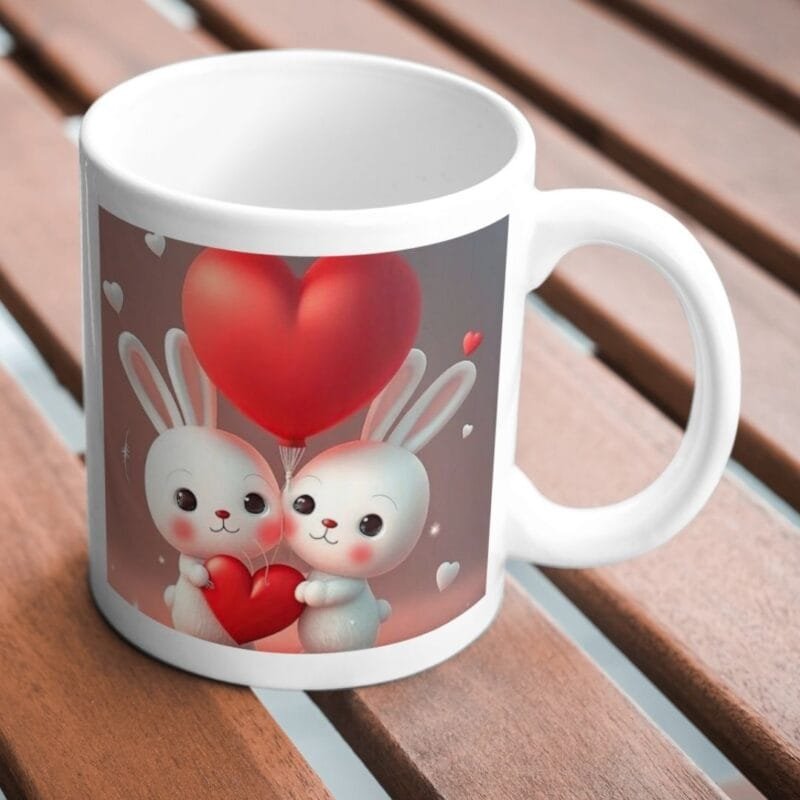 Adorable Love Bunnies with Heart Balloon – Perfect Mother’s Day, Valentine, Anniversary, or Gift Card Image - Image 5