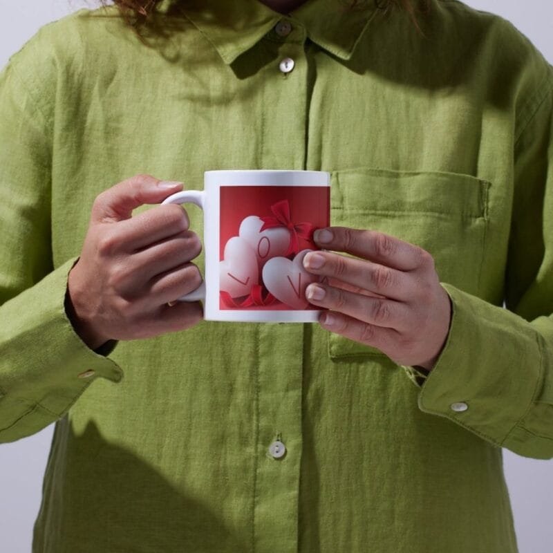 Romantic White Hearts with Red Ribbon Spelling LOVE – Perfect for Valentine’s Day, Gifts, or Cards - Image 3