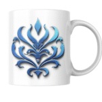Elegant Blue Floral Emblem with Symmetrical Design, Radiating Royalty, Grace, and a Touch of Modern Artistry 1 - Product GuruJi Elegant Blue Floral