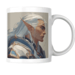 Noble Elven Warrior with Silver Hair and Armor Gazes into the Horizon, Ready for Battle. 2 - Product GuruJi men