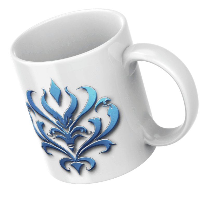 Elegant Blue Floral Emblem with Symmetrical Design, Radiating Royalty, Grace, and a Touch of Modern Artistry - Image 5